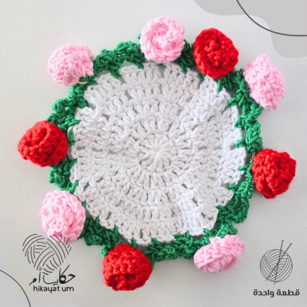 قاعدة كوب ورد أحمر وزهري